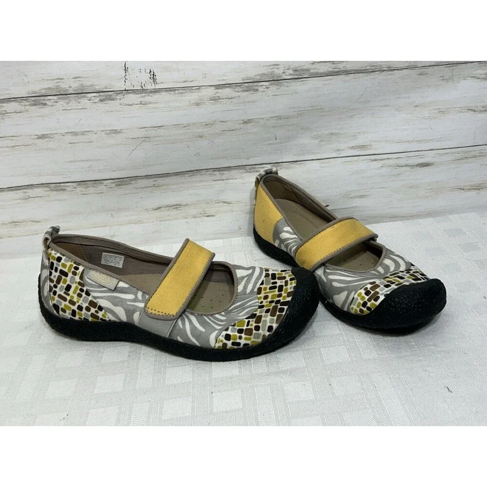 KEEN Mary Jane Harvest Mimosa Silver Zebra Loafer Flats Shoes Women's Size 9
